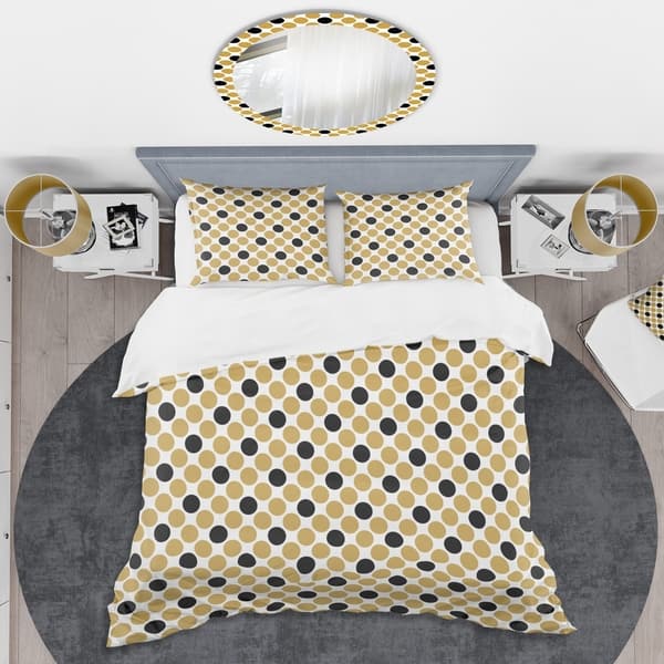 Shop Designart Golden Polka Dot Mid Century Duvet Cover Set On