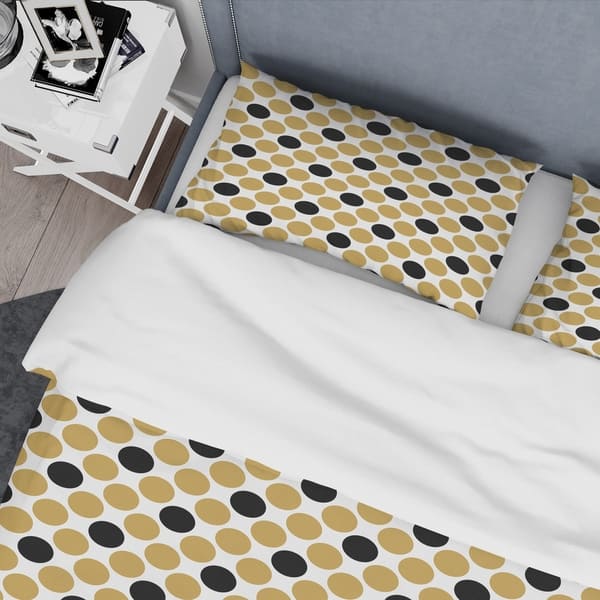 Shop Designart Golden Polka Dot Mid Century Duvet Cover Set On