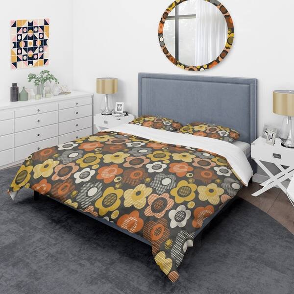 Designart Retro Floral Pattern Vii Mid Century Duvet Cover Set On Sale Overstock 28490664