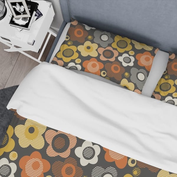 Designart Retro Floral Pattern Vii Mid Century Duvet Cover Set On Sale Overstock 28490664