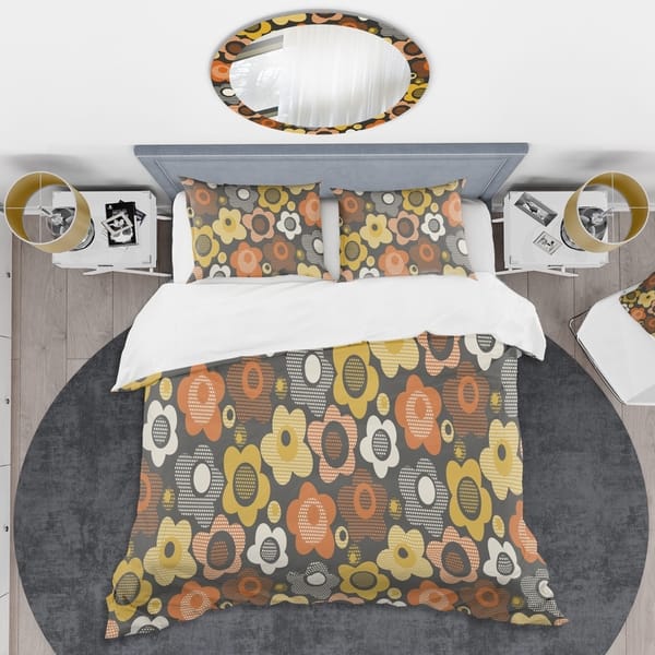 Designart Retro Floral Pattern Vii Mid Century Duvet Cover Set On Sale Overstock 28490664