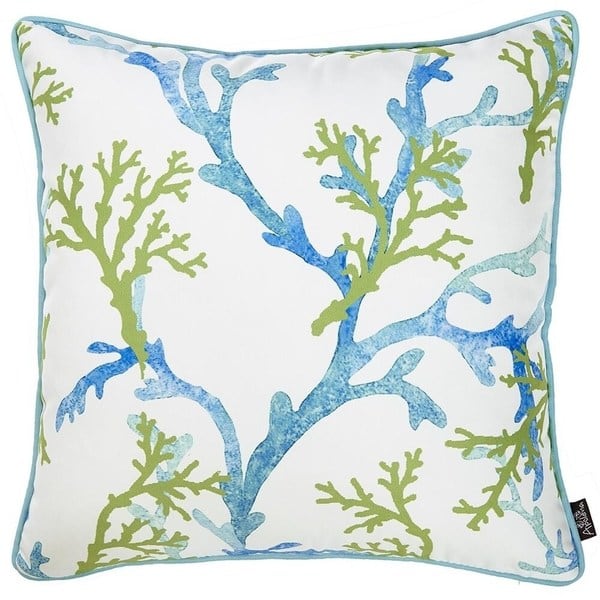 Shop Porch Den Rockport Blue Green Coral Throw Pillow Cover