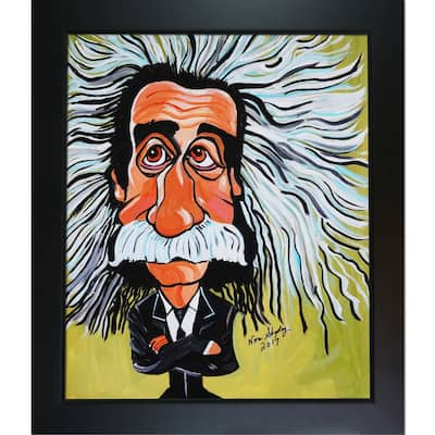 ArtistBe by overstockArt Albert Einstein by Nora Shepley with Black New Age Wood Frame Canvas Wall Art, 28.75" x 24.75"