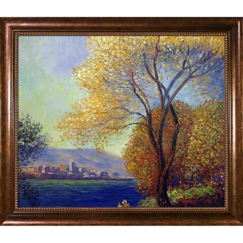 La Pastiche Antibes, View of Salis by Claude Monet with Brown Verona Bead Frame Oil Painting Wall Art, 28" x 24"
