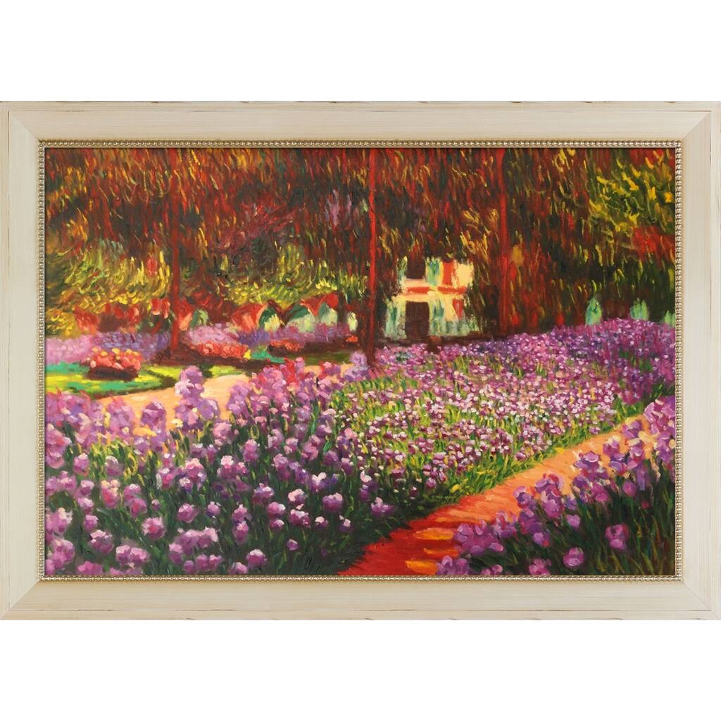 La Pastiche Artist's Garden at Giverny by Claude Monet with Cream and Champagne Constantine Frame Oil Painting, 40.5" x 28.5"