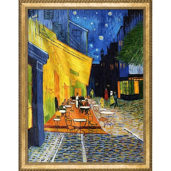 La Pastiche Cafe Terrace at Night by Vincent Van Gogh with Gold Verona ...