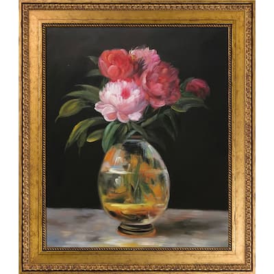 La Pastiche Bouquet of Flowers by Edouard Manet with Gold Versailles King Frame Oil Painting Wall Art, 30" x 26"