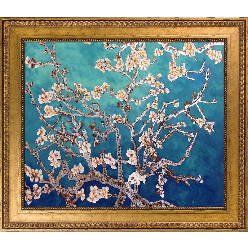 La Pastiche Branches of an Almond Tree by Vincent Van Gogh with Gold Versailles King Frame Oil Painting Wall Art, 30" x 26"