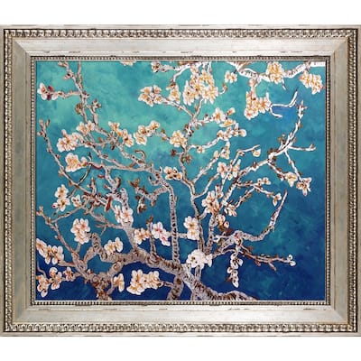 La Pastiche Branches of an Almond Tree by Vincent Van Gogh with Silver Versailles Antiqued King Frame Oil Painting, 30" x 26"