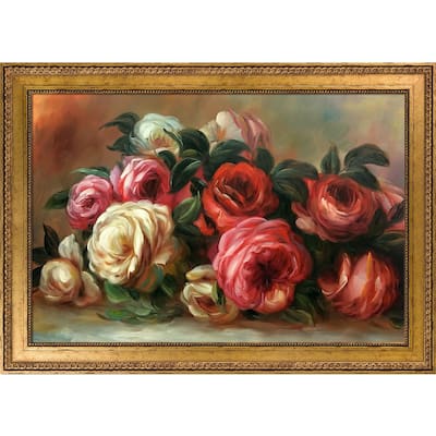 La Pastiche Discarded Roses by Pierre-Auguste Renoir with Gold Versailles King Frame Oil Painting Wall Art, 42" x 30"