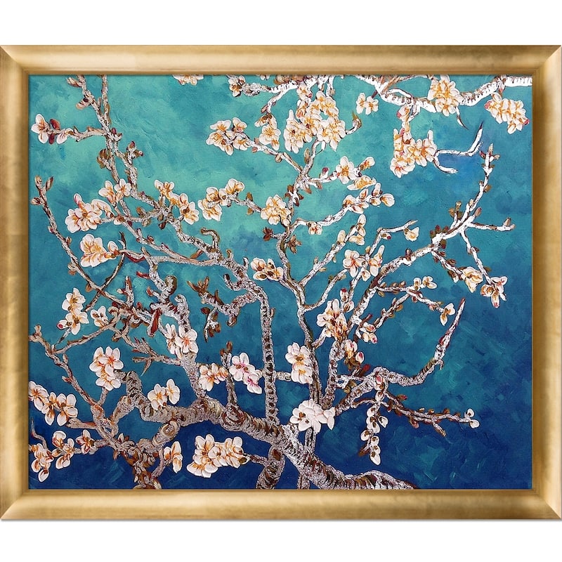 La Pastiche Branches of an Almond Tree by Vincent Van Gogh with Gold Luminoso Frame Oil Painting Wall Art, 27" x 23" - N/A