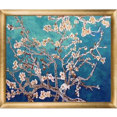 La Pastiche Branches of an Almond Tree by Vincent Van Gogh with Gold Luminoso Frame Oil Painting Wall Art, 27" x 23"