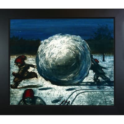 ArtistBe by overstockArt Christmas Entertainments by Sergey Roy with Black New Age Wood Frame Canvas Wall Art, 28.75" x 24.75"