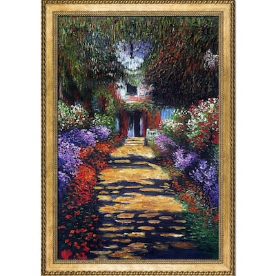 La Pastiche Garden Path at Giverny by Claude Monet with Gold Verona Bead and Braid Frame Oil Painting Wall Art, 40.75" x 28.75"