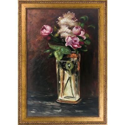 La Pastiche Flowers in A Crystal Vase II by Edouard Manet with Gold Versailles King Frame Oil Painting Wall Art, 42" x 30"