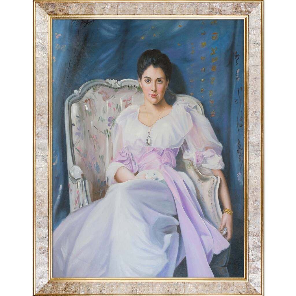 La Pastiche Lady Agnew of Lochnaw, 1892-93 by John Singer Sargent with Gold and Pearl Pearl Frame Oil Painting, 36" x 46"
