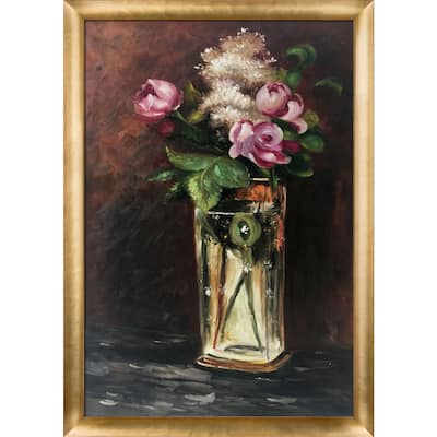 La Pastiche Flowers in A Crystal Vase II by Edouard Manet with Gold Luminoso Frame Oil Painting Wall Art, 39" x 27"