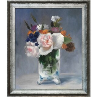 La Pastiche Flowers In A Crystal Vase By Edouard Manet With Silver 