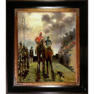 La Pastiche by overstockArt Jockeys by Henri de Toulouse-Lautrec with Wood, Gold Opulent Frame Oil Painting Wall Art, 33" x 29"