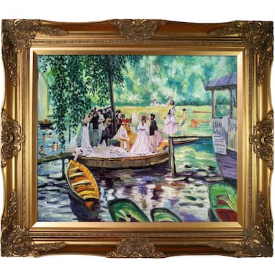 La Pastiche La Grenouillere (The Frog Pond) by Pierre-Auguste Renoir with Gold Victorian Frame Oil Painting Wall Art, 32" x 28"