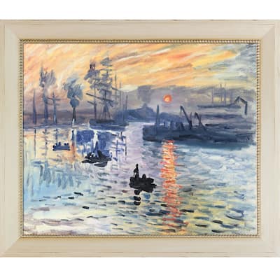 La Pastiche Impression, Sunrise by Claude Monet with Cream and Champagne Constantine Frame Oil Painting Wall Art, 28.5" x 24.5"