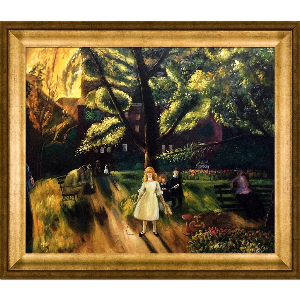 La Pastiche Gramercy Park, 1920 by George Wesley Bellows with Gold Athenian Antiqued Frame Oil Painting Wall Art, 29" x 25"