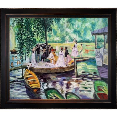 La Pastiche La Grenouillere (The Frog Pond) by Pierre-Auguste Renoir w/ Bronze Veine D'Or Reverse Angled Framed Art, 26" x 22"