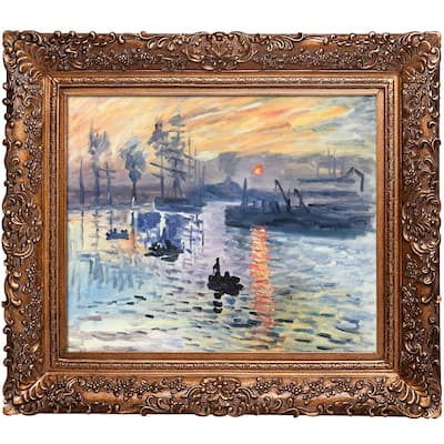 La Pastiche by overstockArt Impression, Sunrise by Claude Monet with Gold Burgeon Frame Oil Painting Wall Art, 33.5" x 29.5"