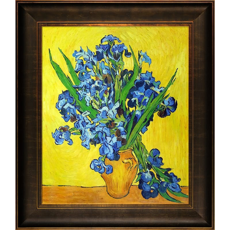 La Pastiche Irises in a Vase by Vincent Van Gogh with Bronze, Brown