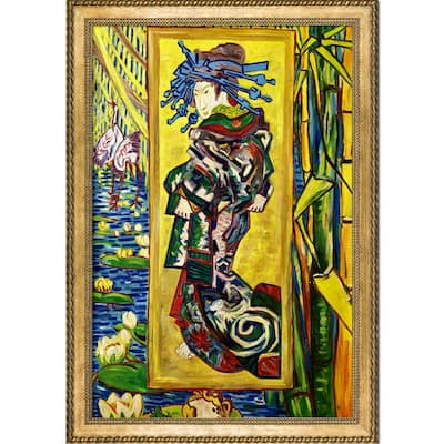 La Pastiche The Courtesan by Vincent Van Gogh with Gold Verona Bead and Braid Frame Oil Painting Wall Art, 40.75" x 28.75"