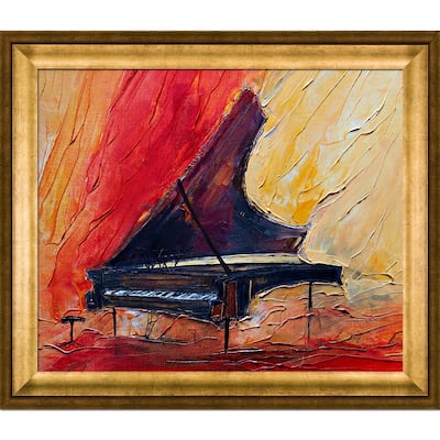 ArtistBe by overstockArt Piano by Justyna Kopania with Gold Athenian Antiqued Frame Canvas Wall Art, 29" x 25"