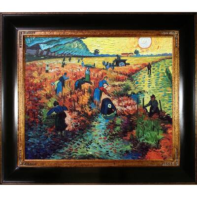 La Pastiche Red Vineyards at Arles by Vincent Van Gogh with Wood, Gold ...