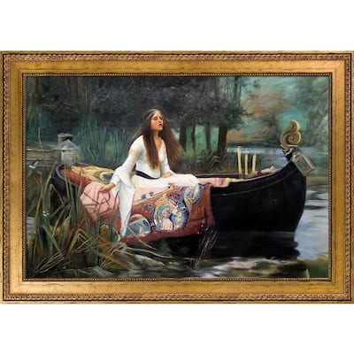 La Pastiche The Lady of Shalott by John William Waterhouse with Gold Versailles King Frame Oil Painting Wall Art, 42" x 30"