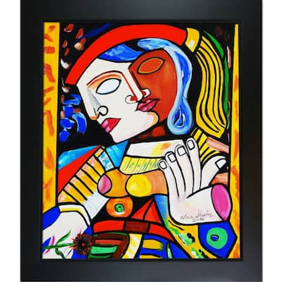 ArtistBe by overstockArt The King of Cards by Nora Shepley with Black New Age Wood Frame Canvas Wall Art, 28.75" x 24.75"