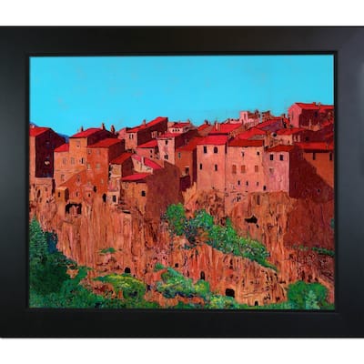 ArtistBe Pitigliano Village by Allan P. Friedlander with Black New Age Wood Frame Canvas Wall Art, 28.75" x 24.75"