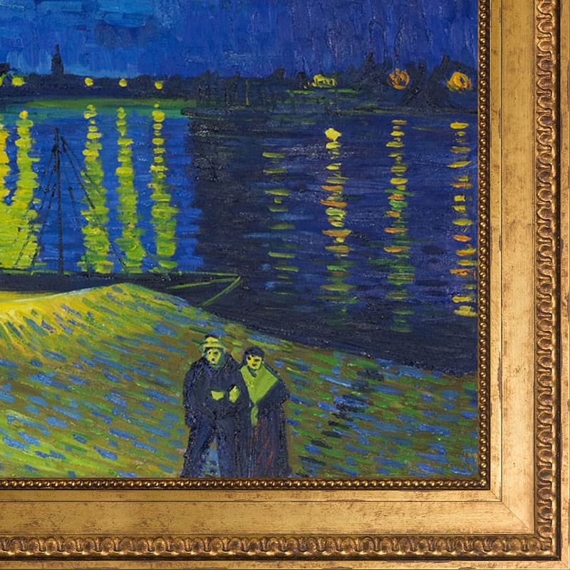 La Pastiche Starry Night Over the Rhone by Vincent Van Gogh with Gold Versailles King Frame Oil Painting Wall Art, 42" x 30"