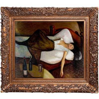 La Pastiche by overstockArt The Day After by Edvard Munch with Gold Burgeon Frame Oil Painting Wall Art, 33.5" x 29.5"