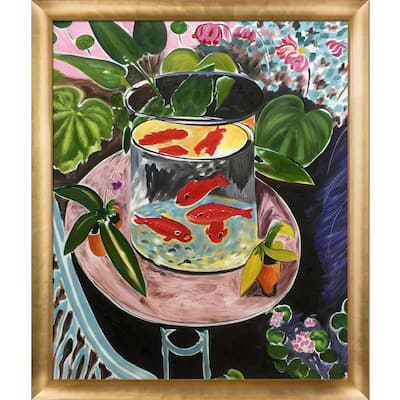 La Pastiche by overstockArt The Gold Fish by Henri Matisse with Gold Luminoso Frame Oil Painting Wall Art, 27" x 23"