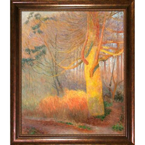 La Pastiche by overstockArt Tree in The Sun, 1900 by Emile Claus with Brown Verona Bead Frame Oil Painting Wall Art, 28" x 24"
