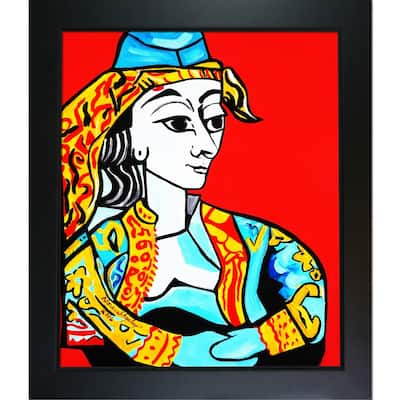 ArtistBe by overstockArt Turkish Dress by Nora Shepley with Black New Age Wood Frame Canvas Wall Art, 28.75" x 24.75"