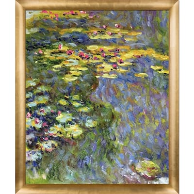 La Pastiche by overstockArt Water Lilies by Claude Monet with Gold Luminoso Frame Oil Painting Wall Art, 27" x 23"