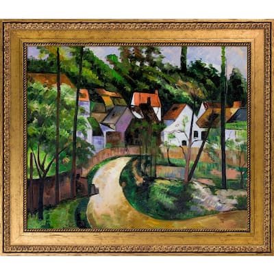 La Pastiche by overstockArt Turn in the Road by Paul Cezanne with Gold Versailles King Frame Oil Painting Wall Art, 30" x 26"