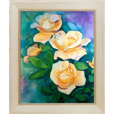 ArtistBe by overstockArt Yellow Roses by Lynne Atwood with Cream and Champagne Constantine Frame Canvas Wall Art, 24.5" x 20.5"