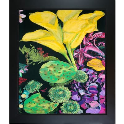 ArtistBe by overstockArt Yellow Cala by Allan P. Friedlander with Black New Age Wood Frame Canvas Wall Art, 28.75" x 24.75"