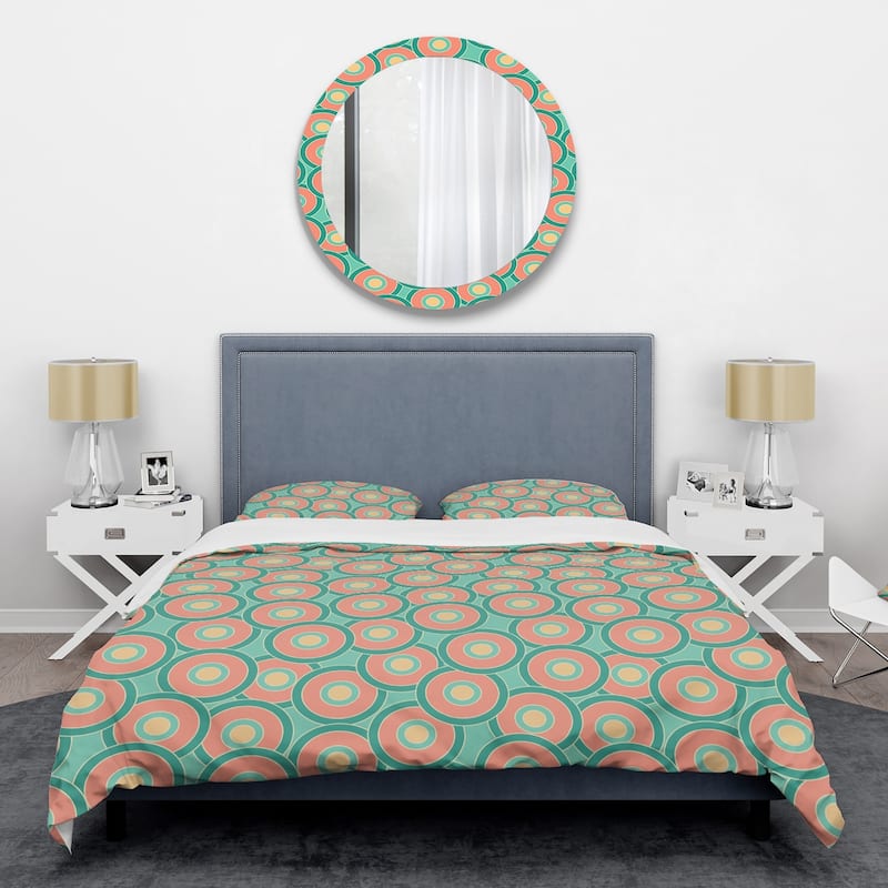 Designart 'Retro Circular Pattern VI' Mid-Century Duvet Cover Set - Twin Cover + 1 sham (comforter not included)