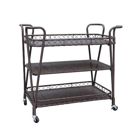Espresso Resin wicker serving cart 3 Layer Trays
