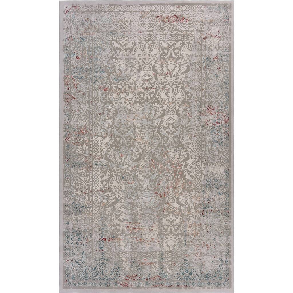 Sevita Neutral Distressed Contemporary Oriental Area Rug - 9'10" x 13'0"