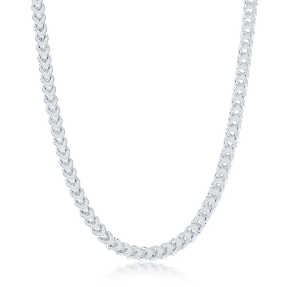 1.3mm Rhodium Plated .925 Sterling Silver Tube Beaded Saturn Chain