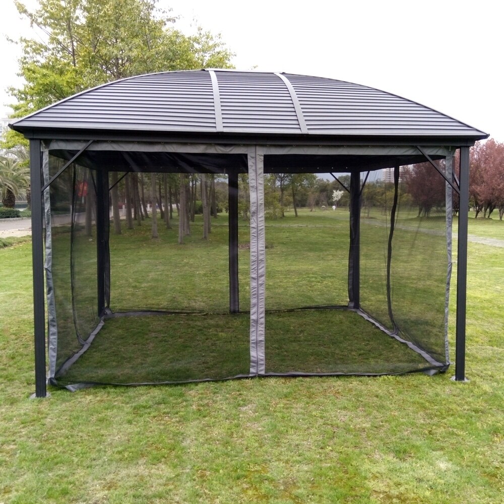 Shop Aleko Hardtop Round Roof Patio Gazebo With Mosquito Net 12