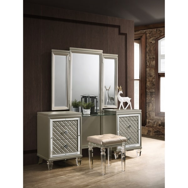 Best Quality Furniture 3-Piece Venetian Vanity Set. Opens flyout.